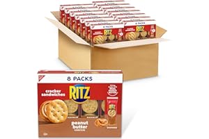 RITZ Peanut Butter Sandwich Crackers, Lunch Snacks, 112 Snack Packs (14 Boxes, 6 Crackers Per Pack)