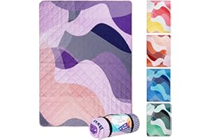 Whale Flotilla Extra Large Waterproof Picnic Blankets 60"x80", Foldable Lightweight Outdoor Blanket for Camping, Hiking, Traveling, Soft Portable Easy to Clean Picnic Mat for Beach Grass Park, Purple