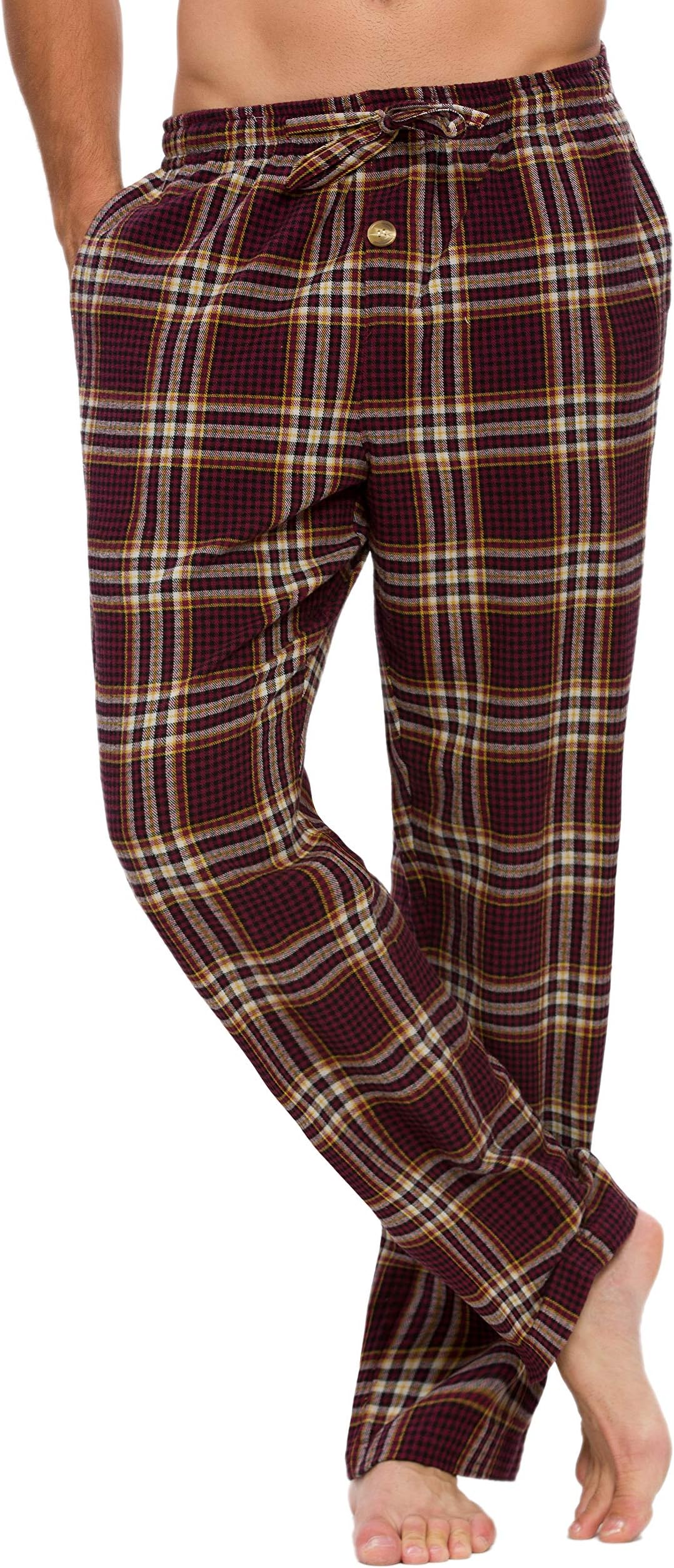 Solatin Men's 100% Cotton Super Soft Flannel Plaid Pajama Pants