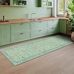 Sage Green Hallway Runner Rugs - Washable 2x6