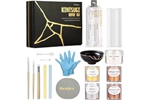 iienjoy Kintsugi Repair Kit, 4 Colors Food Safe Kintsugi Kit Repairs Broken Ceramics, Jade, Glass, Meaningful Pottery, Kintsugi Gold Glue for Ceramics and Porcelain Repair Perfect for Beginners