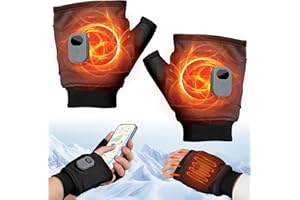 DAIOAI Portable Heating Gloves with Digital Display, Smart Thermostatic Heated Fingerless Gloves, Rechargeable Heating Gloves 3rd Gear Adjustable for Women and Man