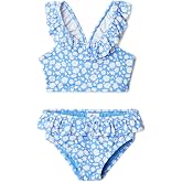 Amazon Essentials Girls' Ruffle Two-Piece Bikini Swim Set with Criss-Cross Straps