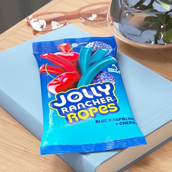 JOLLY RANCHER ROPES BLUE RASPBERRY AND CHERRY FLAVORED CANDY BAG, 6 OZ
