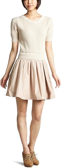 Amazon フレイ アイディー Fray I D ニットコンビワンピース Fnoc P Beg ピンクベージュ 1 ワンピース チュニック 通販