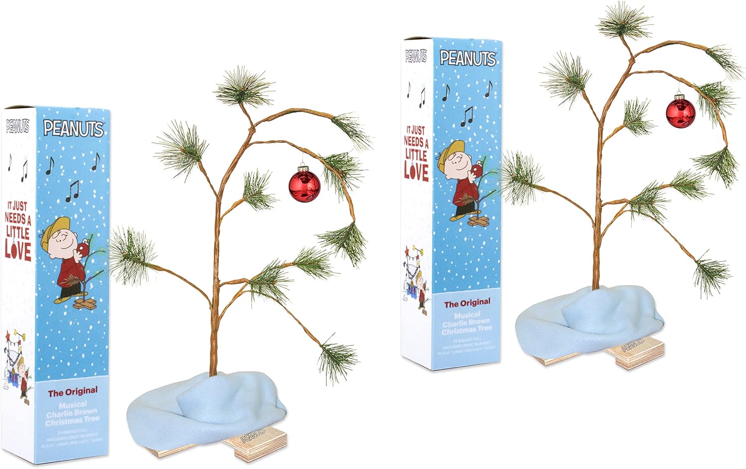 Trees - 24-Inch Charlie Brown Musical Christmas Tree with Linus' Blanket, 2-Pack