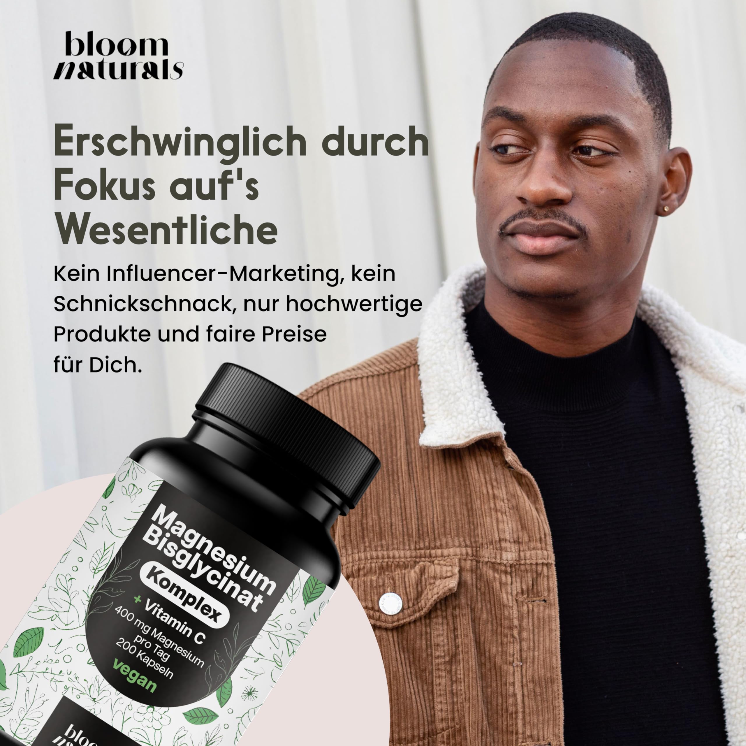 Magnesium Komplex hochdosiert - 200 Kapseln - 400 mg Magnesium pro Tag + Vitamin C, mit Bisglycinat, Citrat, Oxid, L-Ascorbat, Malat, vegan & produziert in Deutschland 5