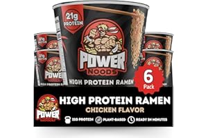 Power Noods High Protein Ramen Noodles - 6 or 12 Pack | Protein Ramen Cups for Lunch or Dinner | Better for You Plant-Based Instant Meal
