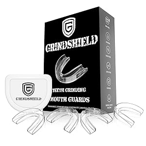 GRINDSHIELD Teeth Grinding Guard - Moldable, Trimmable - 4 Mouth Guards for Grinding Teeth & Case – Nightguard for Teeth Grinding, Clenching Night Guard, Bruxism Mouth Guard, Dental Guard, Mouthguard