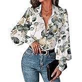 Zeagoo Women Button Down Shirts Lantern Long Sleeve Tops Business Casual Chiffon Blouses Trendy Work Clothes
