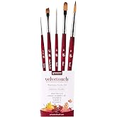 Princeton Velvetouch Series 3950 - 5pc Professional Paint Brushes for Acrylic Painting - Oil, Watercolor &amp; Acrylic Paint Brushes Set - Spotter 5/0, Angle Shader &frac14;&rdquo;, Round 8, Filbert 8, Round 2