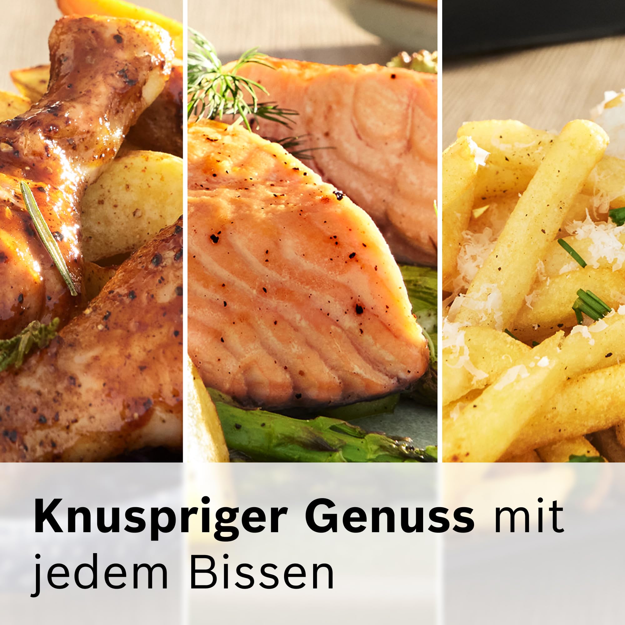 Bosch Heißluftfritteuse Serie 4, XL Air Fryer, schwarz, 6,1 L Fassungsvermögen, 7 Voreinstellungen, Auftau- und Warmhaltefunktion, Touchscreen, bis zu 60% schnelleres Kochen, MAF462B0 7