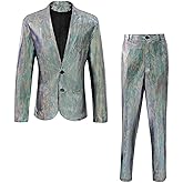 IWQBQ Men's 70s Outfit Disco Suit Shiny Party Outfit Sequin Costume