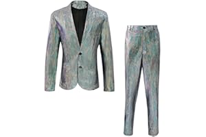 IWQBQ Men's 70s Outfit Disco Suit Shiny Party Outfit Sequin Costume