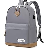abshoo Basic School Backpack For College Middle High School Water Resistant Bookbag Travel Daypack(Gray)