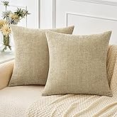 MIULEE Pack of 2 Beige Throw Pillow Covers 16x16 Inch Soft Chenille Pillow Covers for Sofa Living Room Spring Home Decor Couch Solid Dyed Cases