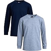 Quad Seven Boys Long Sleeve Shirts - 2 Pack Thermal Waffle Knit Crew Neck Youth Kids Boys Thermal Shirts (Sizes: 8-18)