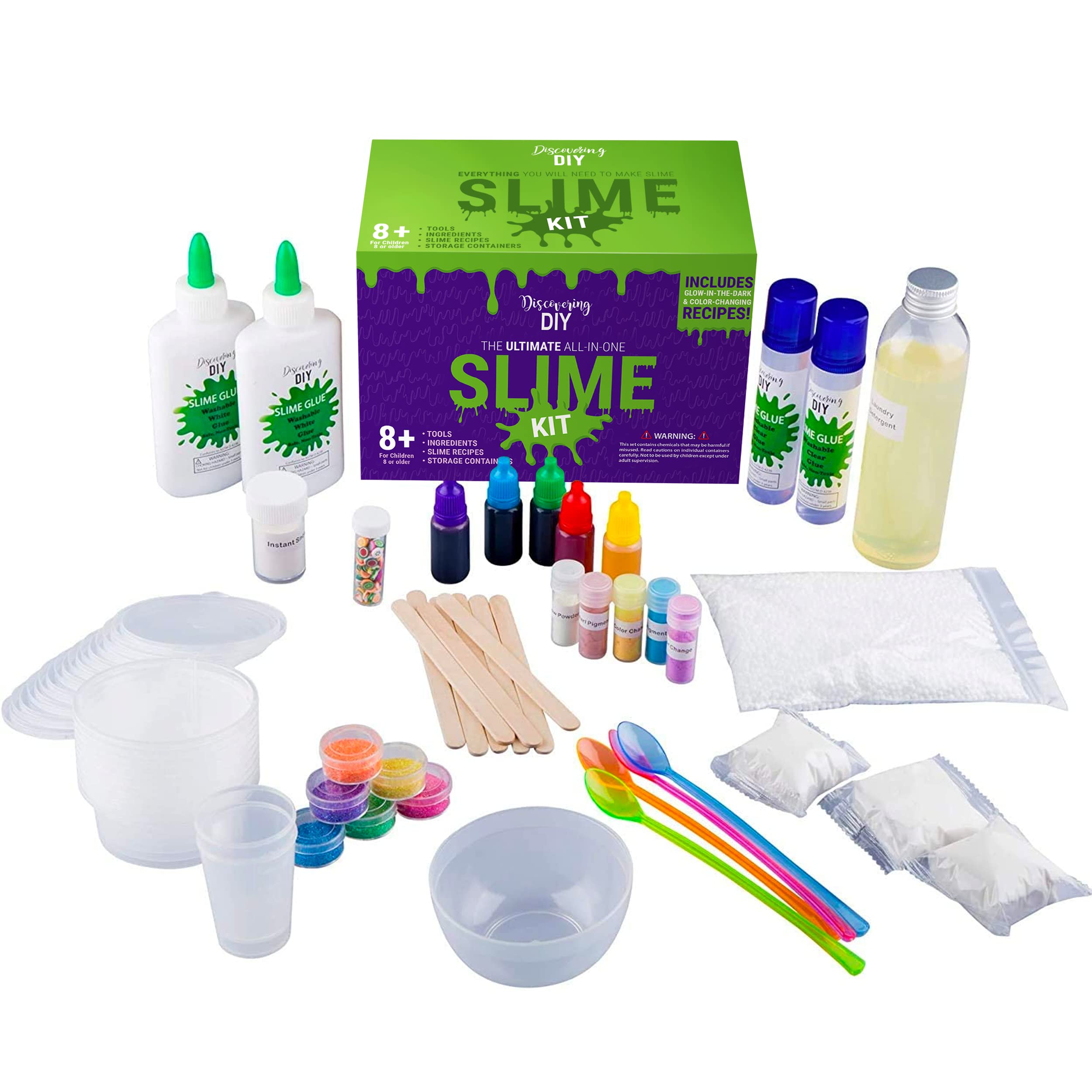 Discovering DIY Slime Kit for Girls and Boys - 52-Piece Slime Making Kit for Kids w/Craft Supplies - Makes Unicorn, Cloud, Butter, Galaxy, Mermaid and Slime for Kids