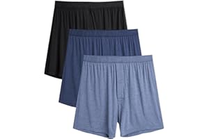 DAVID ARCHY Mens Boxers Soft Rayon Made from Bamboo Boxers for Men Pack Loose Underwear Cooling Mens Boxer Shorts