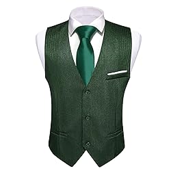 Barry.Wang Mens Emerald Green Suit Vest Striped