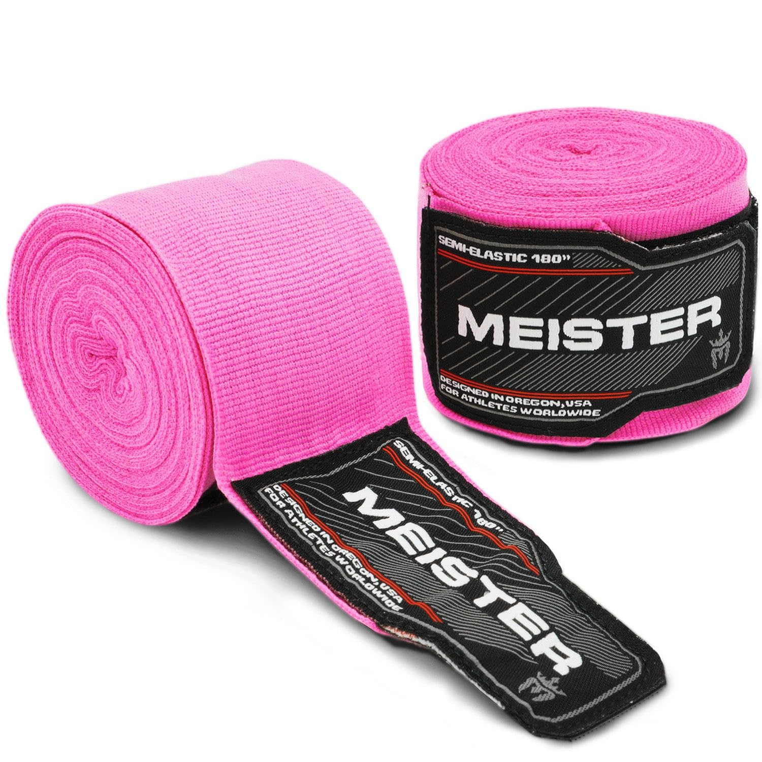 Meister Adult 180" Semi-Elastic Hand Wraps for MMA & Boxing (Pair) - Pink โ image 1