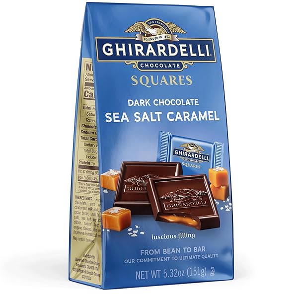 GHIRARDELLI DARK CHOCOLATE SEA SALT CARAMEL SQUARES ,...