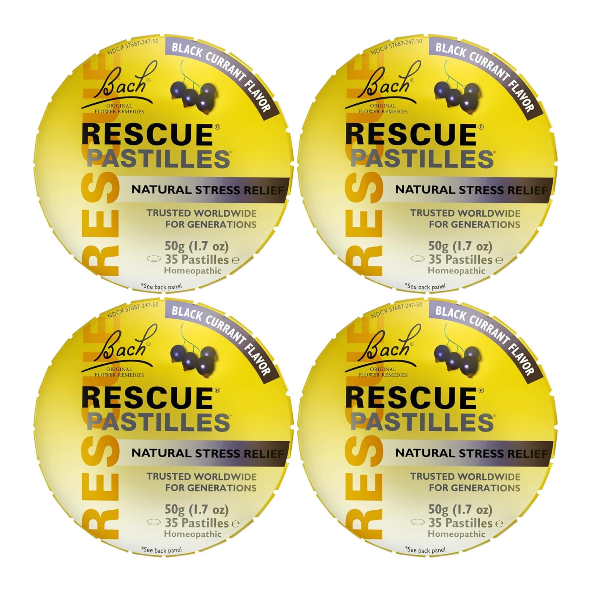 Bach Flower Essences Rescue Remedy Pastilles, Black Currant, 50 Grams