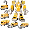 NIPLOOOW Kids Toys for 3 4 5 6 7 8 Year Old - 5 in 1 Construction Vehicles Transform Robot Kids Toys, STEM Building Toddler for Ages 4-8, Boys Toys Age 4-6, Christmas and Birthday Gift for Kids