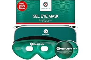 Medi Grade Cooling Gel Eye Mask for Puffy Eyes – Reversible Self Care Gel Eye Mask and Cooling Eye Pads with Thermo-bag for D