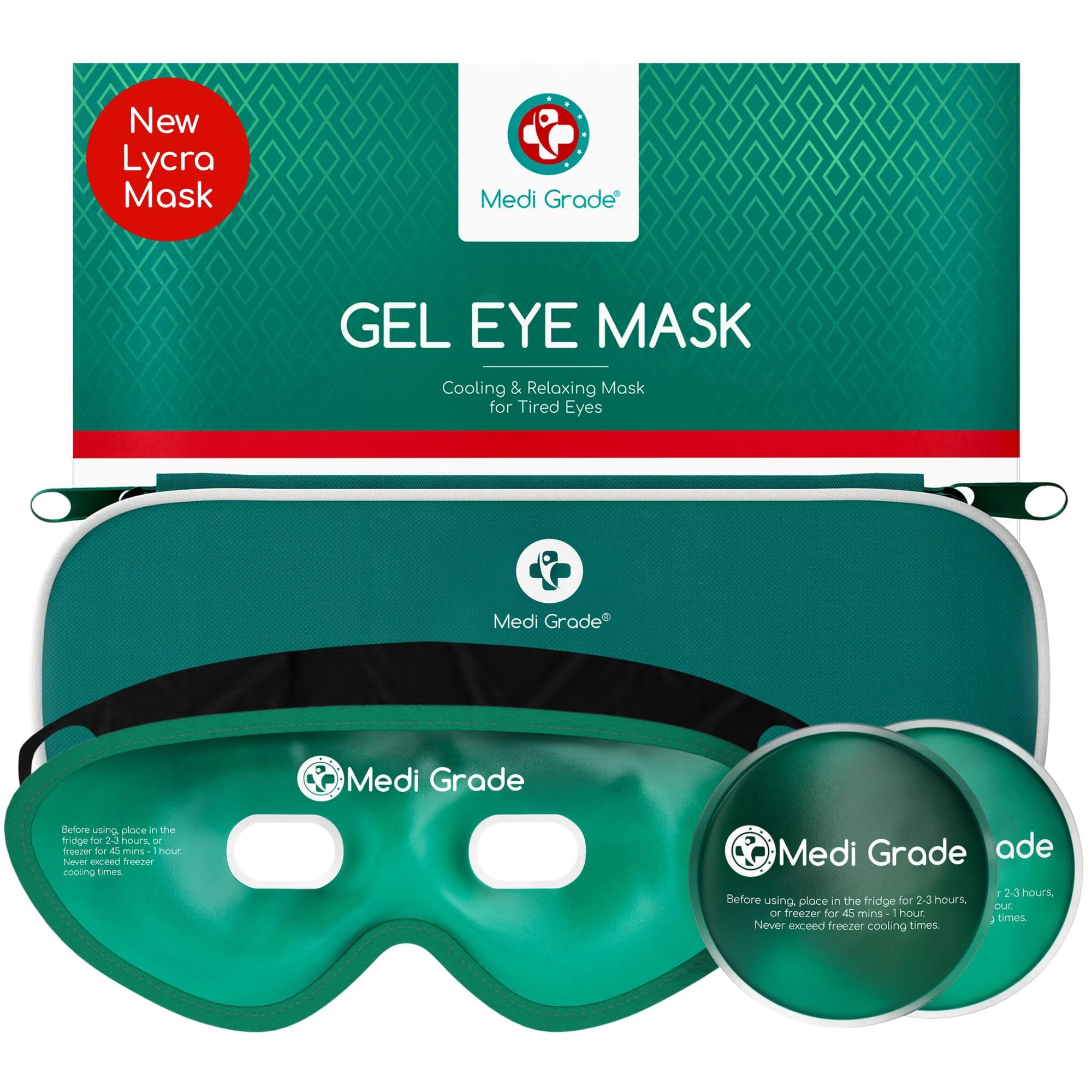 Medi Grade Cooling Eye Mask for Puffy Eyes with Cold Pads and Insulated Thermo-Bag - Ice Cold Gel Eye Mask for Morning/Night Skincare Routine and Reducing Dark Circles - Soft Cooling