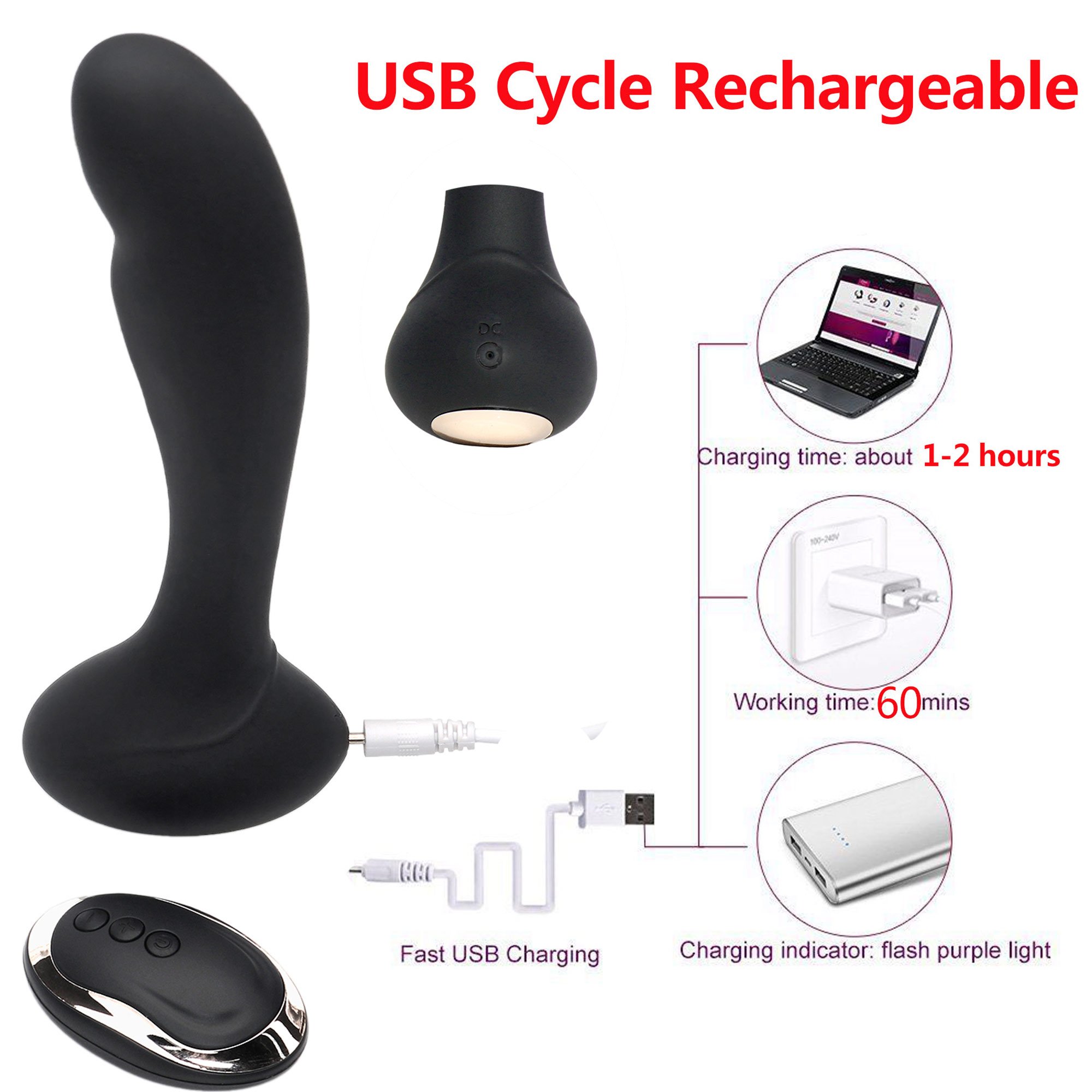 Himall Analvibrator Massagegerät mit Fernbedienung, Prostata Vibratoren Prostate Stimulator Analplug Butt Plug mit 10 Vibrationsmodi, 100% Medizinisches Silikon Sexspielzeug für Paar Lover (Single Vibrator) (Vibratoren)