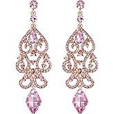 Flyonce Rhinestone Crystal Wedding Art Deco Floral Chandelier Dangle Earrings for Women