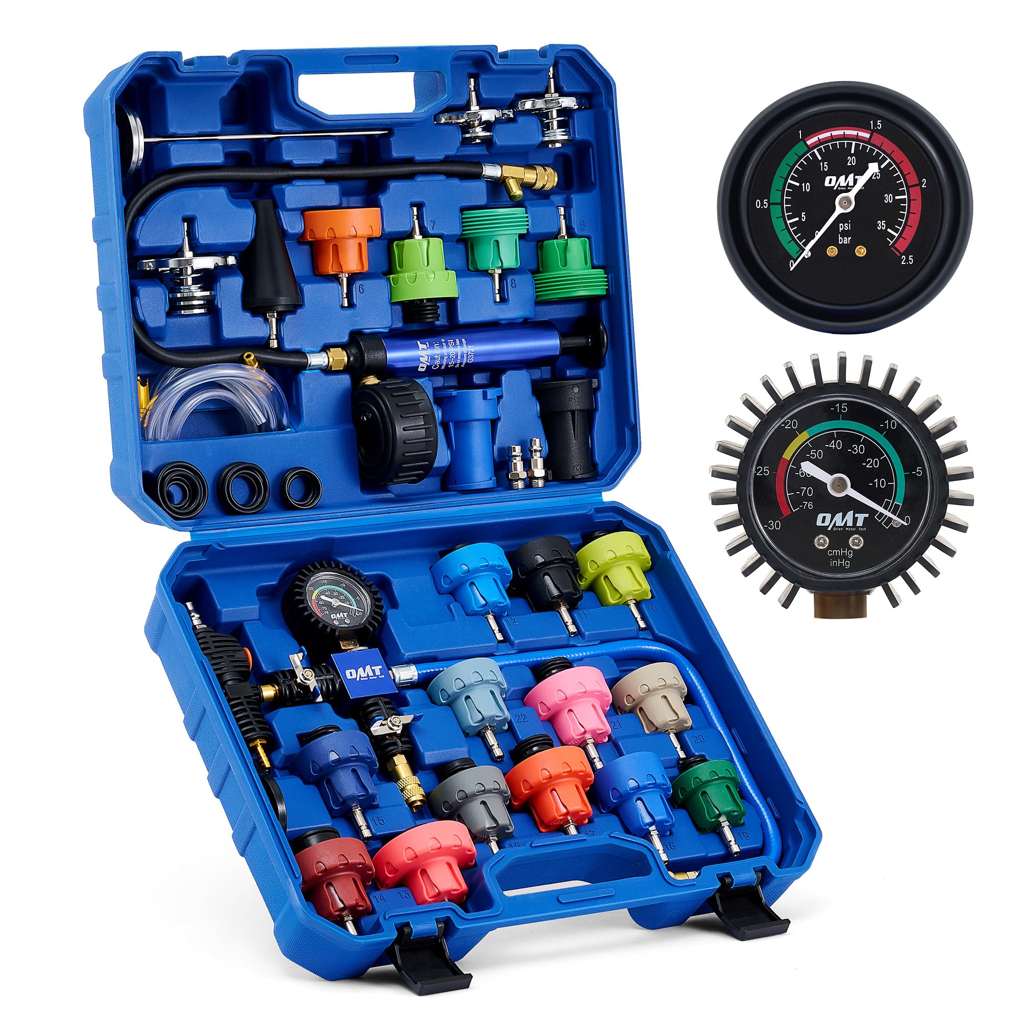 Photo 1 of Orion Motor Tech Coolant Pressure Tester Kit, 31pc Master Coolant Vacuum Refill Kit with 23 Radiator Adapters, Radiator Cooling System Pressure Tester Kit with Vacuum Pump Vacuum Purge & Refill Tool