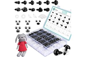 662Pcs Safety Eyes and Noses for Amigurumi, Junreox Preimum 5-14mm Safety Eyes for Crochet Stuffed Animals, Assorted Plastic Crochet Craft Eyes with Washers for Teddy Bear, Dolls, Plushies Toys, Black