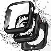 Zumyzu 2 in 1 Waterproof Case Compatible with Apple Watch 46mm Series 11 10 with Tempered Glass Screen Protector, Full Coverage Bumper Cover for iWatch Case 46mm Black