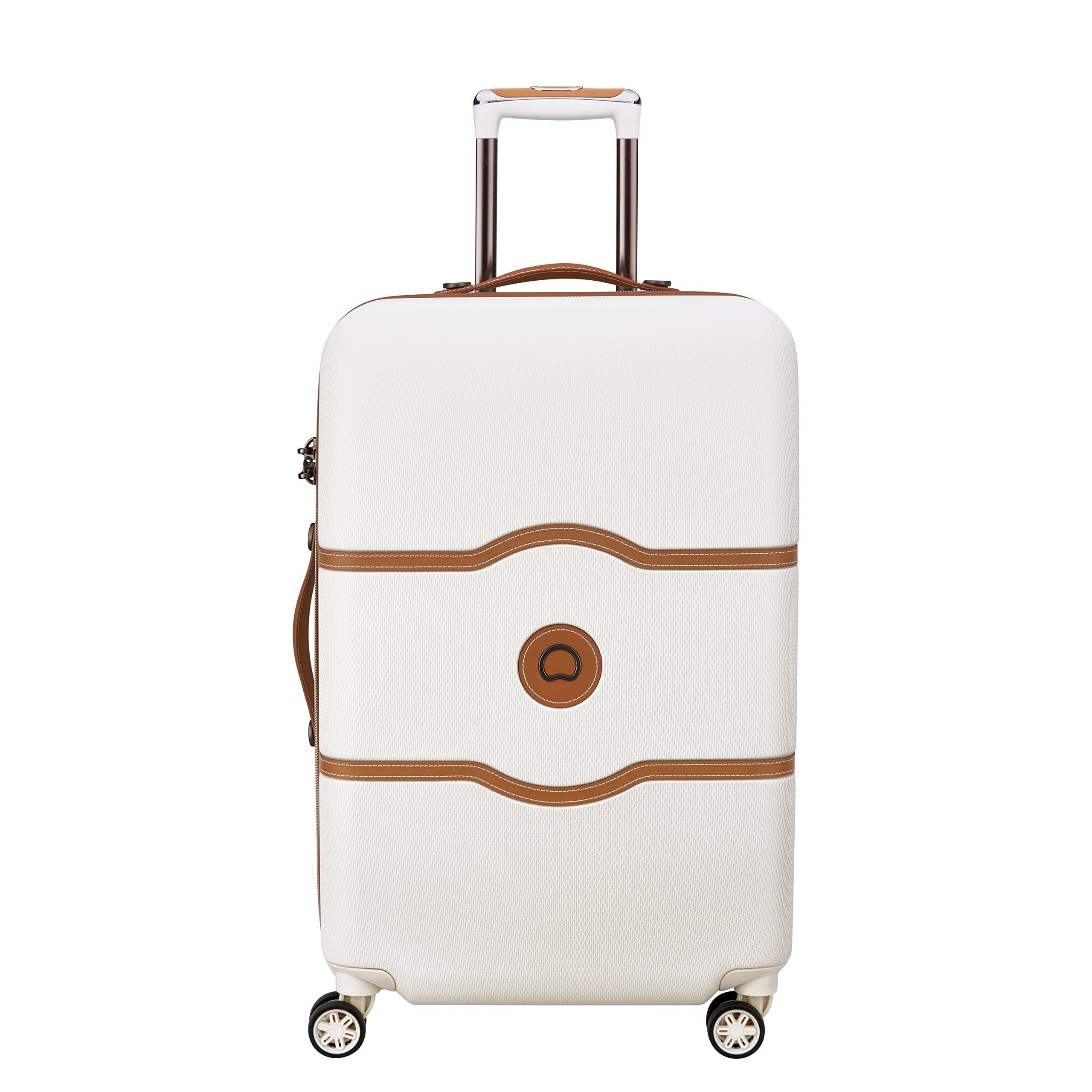 DELSEY PARIS Chatelet Air Hardside Luggage, Spinner Wheels, Champagne White, Checked-Medium 24 Inch