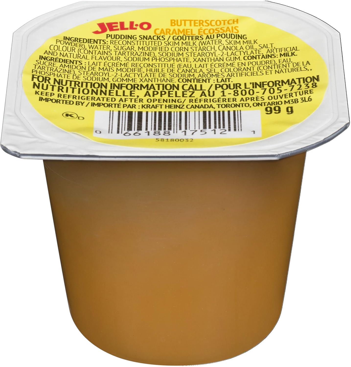 JellO Butterscotch Pudding Snack Cups, 99 g Cups (Pack of 24) Amazon