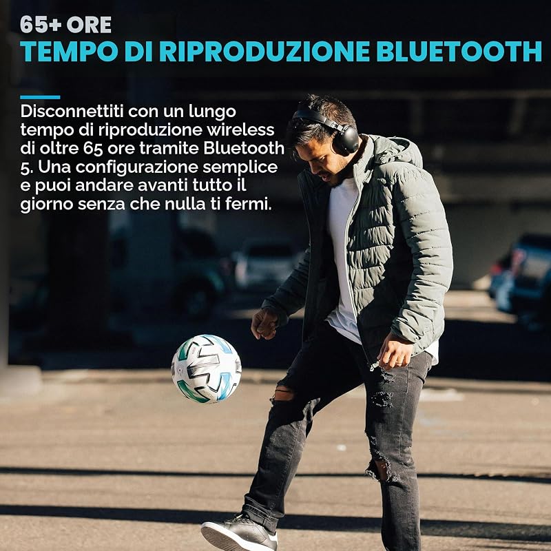Studio Pro+ Cuffie Bluetooth Over-Ear - Microfono 65 Ore, Nero