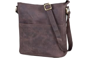 LEABAGS Leather Crossbody Bag - Vintage Genuine Buffalo Leather Handbag - Shoulder Messenger Bag Men Women Briefcase Milano