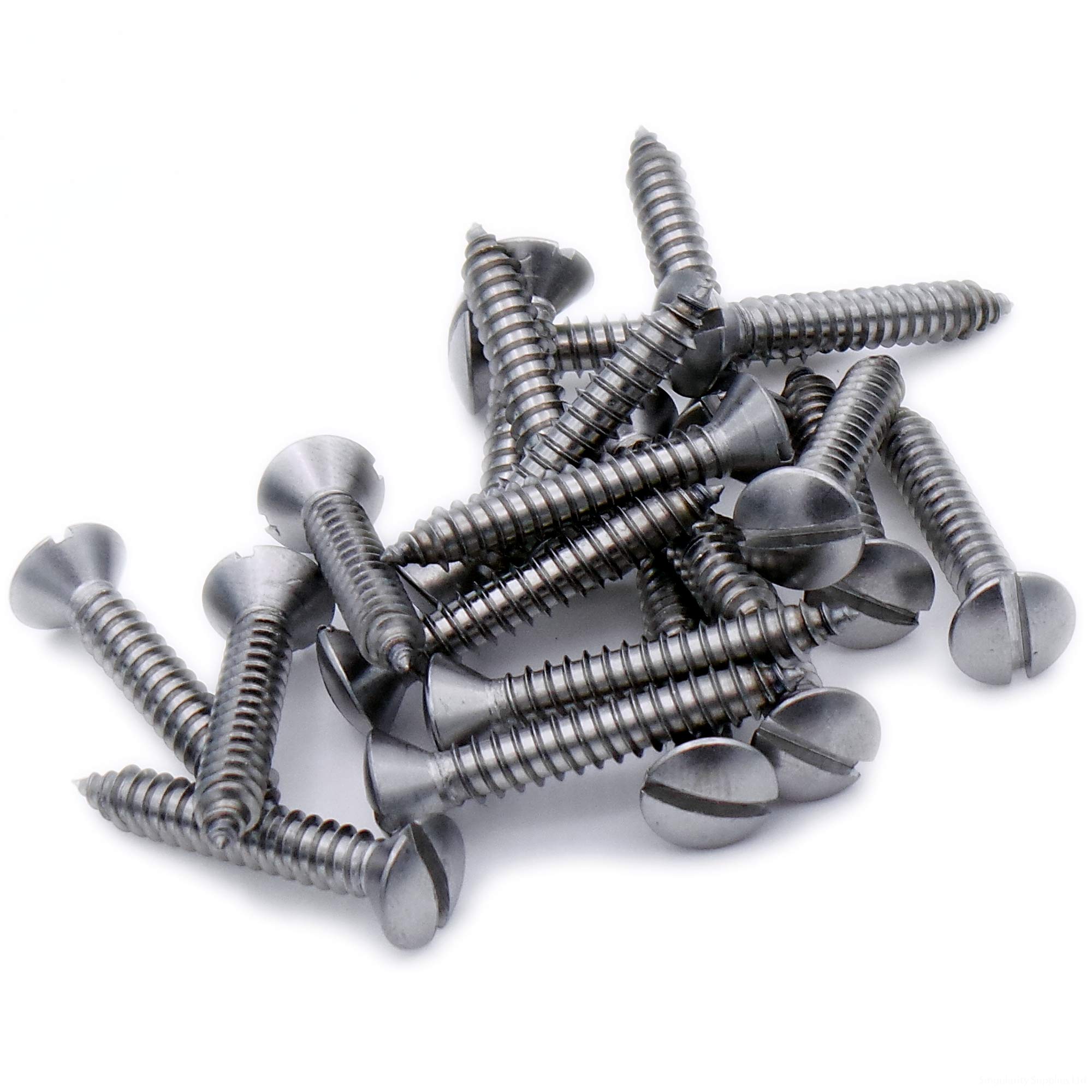 No.14 x 1.25 (6.3mm x 32mm) Slot Raised Countersunk Self-Tapping Screw - Stainless Steel (A2) (Pack of 20)