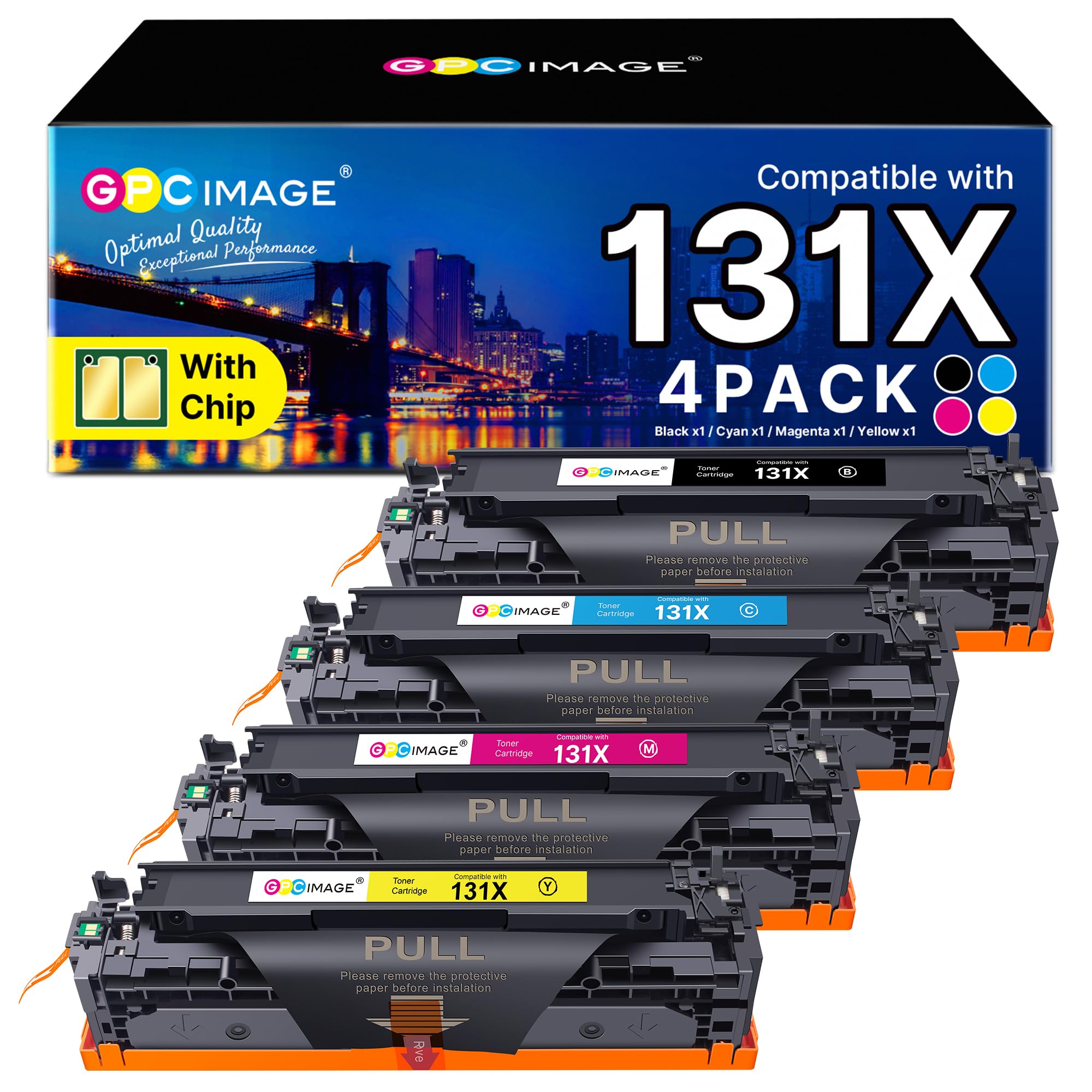 GPC Image 131X Toner Cartridges Compatible for HP 131X Toner for HP LaserJet Pro 200 color MFP M276n M276nw M251n M251nw CF210X CF211X CF213X CF212X (Black Cyan Magenta Yellow, 4-Pack)