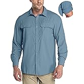 33,000ft Men's Long Sleeve Sun Protection Shirt UPF 50+ UV Quick Dry Cooling Fishing Shirts for Travel Safari Camping Hiking
