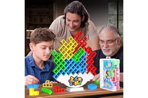BBnote 48PCS Stack Game for Adult & Kids, Tetra Board Tower Games for Family Travel Party, 2 Players Balance Stacking Toy, Team Toys Building Block