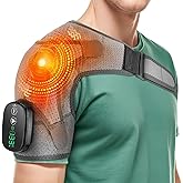 Cordless Shoulder Heating Pad, Shoulder Massager for Pain Relief Deep Tissue, Heated Shoulder Wrap with Massage, Heated Shoulder Brace for Rotator Cuff(Gray)