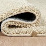 Abaseen Cream Shaggy Rug 120x170 cm Thick Pile Non-Slip Living Room view 5