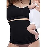 Ingrid & Isabel Basics Afterband - Postpartum Belly Band – After Birth & Post Surgery Compression Wrap for Abdominal Support and Recover - Black (M/L)