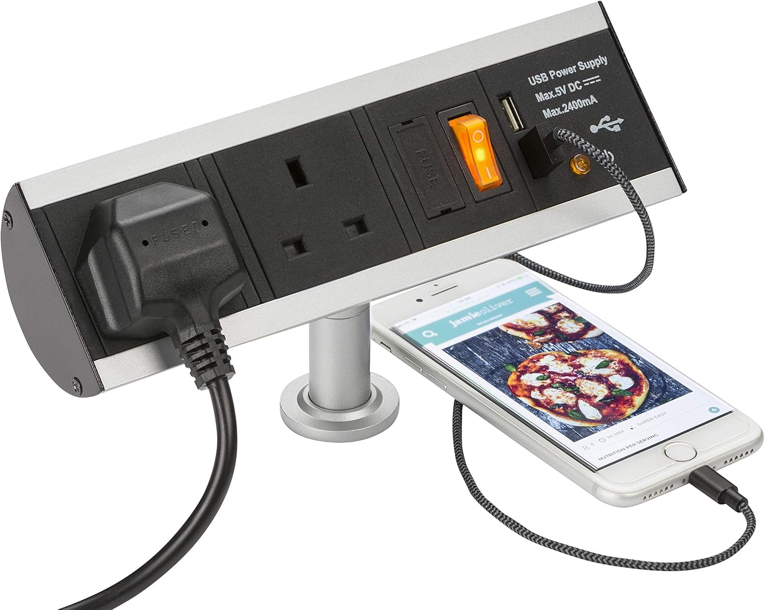 Knightsbridge SK0011 2G Desktop Power Station with 2.4A Dual USB Charger, 13A, Black, Twin Socket with USB - Image 5