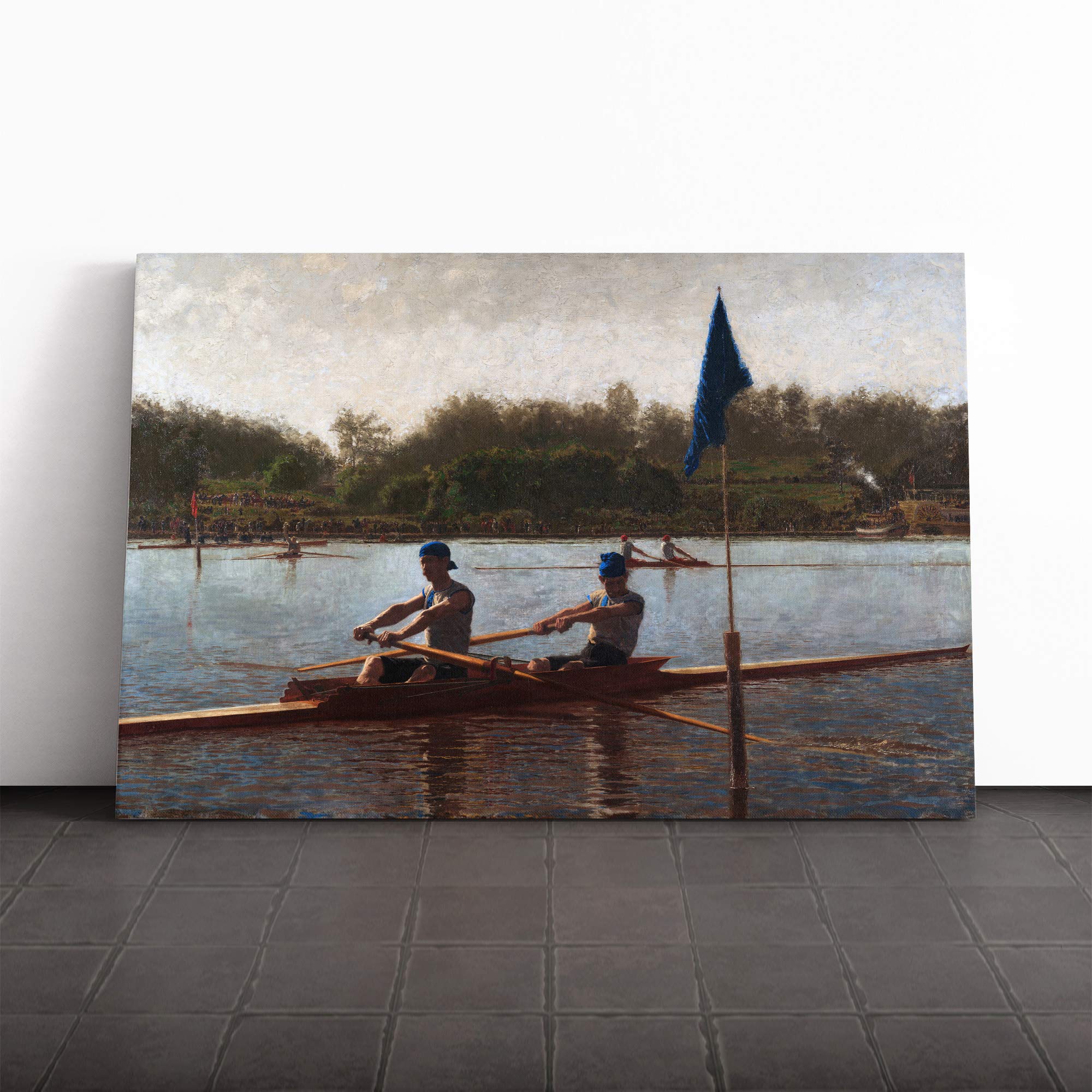 Thomas Eakins The Biglin Brothers Turning The Stake Canvas Print | Gallery Wrapped 30mm Frame Wall Art | 20x14 inches | Ready to Hang | Modern Picture | Living Room Bedroom Lounge Office