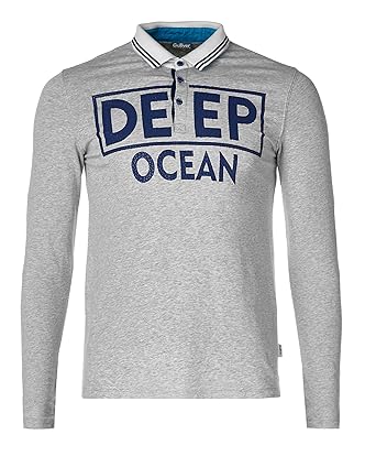 Gulliver Junge Polo Shirt | Farbe Hell Grau | mit Kragen | Langarm | mit Druck | Baumwolle | für 8-13 Jahre