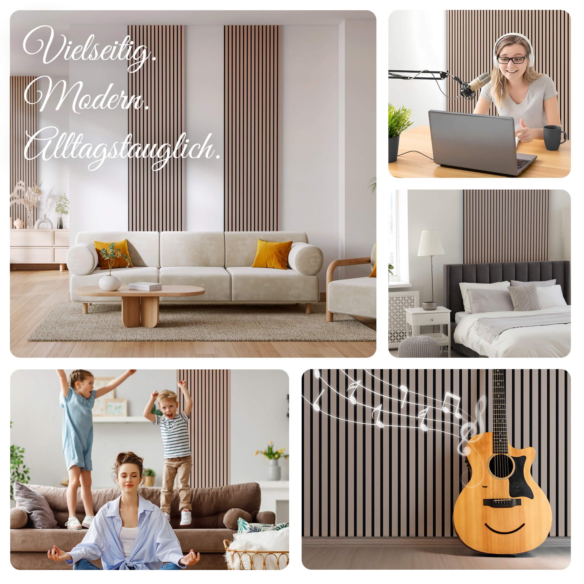 Arebos Akustikpaneele 120x60 cm | Lamellenwand in Holzoptik für Wand & Decke | modernes Wandpaneel mit hoher Schallabsorption | einfache Montage & zuschneidbar | 4er Set für stilvolle Raumakustik 7